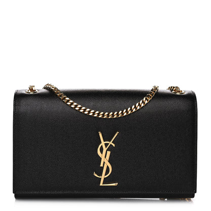 Saint Laurent Grain De Poudre Medium Classic Monogram Kate Satchel Black 1 of 11