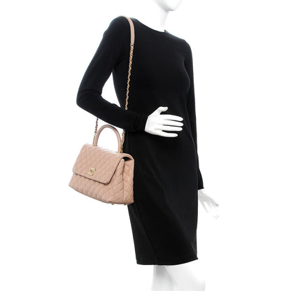 Chanel Caviar Quilted Small Coco Handle Flap Light Beige 2 of 8