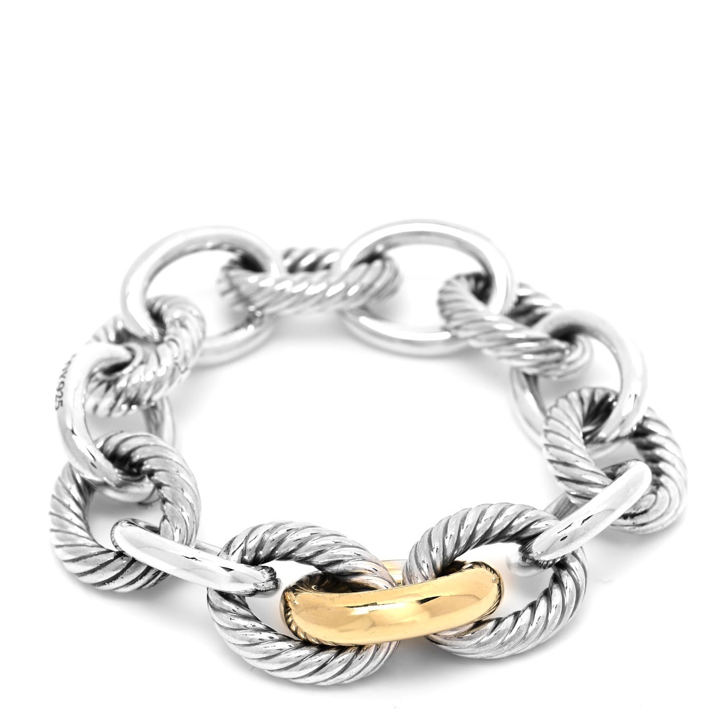 Sterling Silver 18K Yellow Gold 19mm Extra Large Oval Link Bracelet