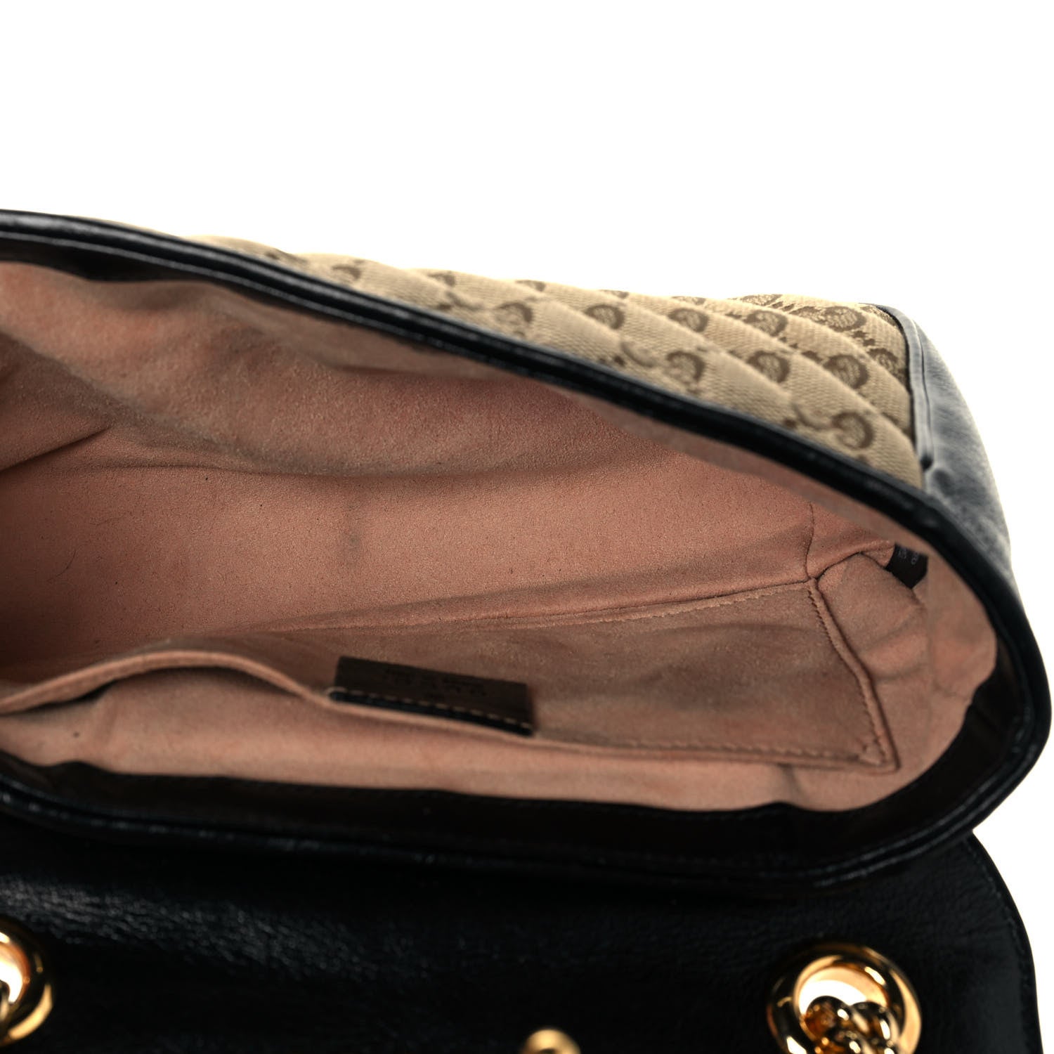 Gucci Monogram Matelasse Diagonal Mini GG Marmont Shoulder Bag Beige Black 5 of 16