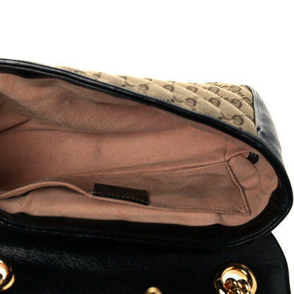 Gucci Monogram Matelasse Diagonal Mini GG Marmont Shoulder Bag Beige Black 5 of 16