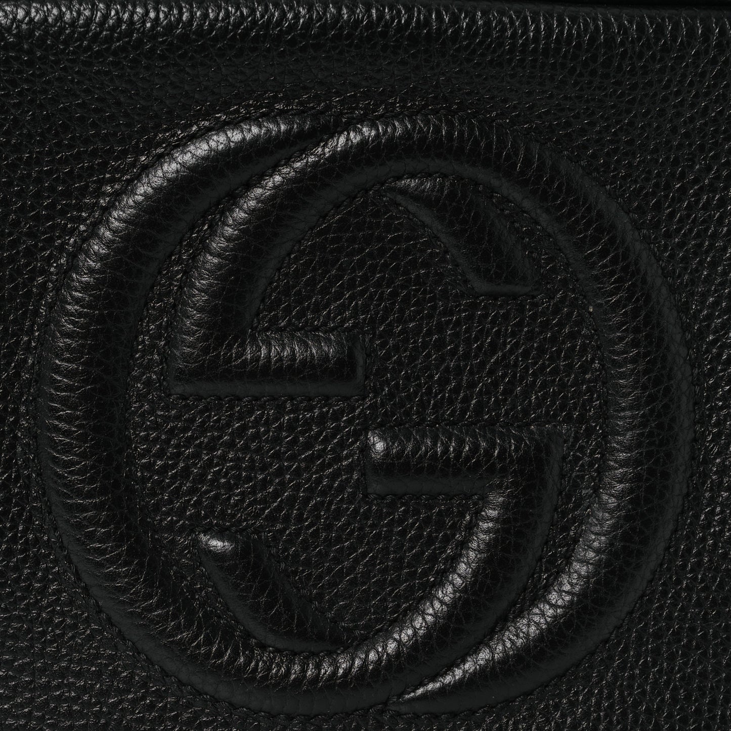Pebbled Calfskin Small Soho Disco Bag Black