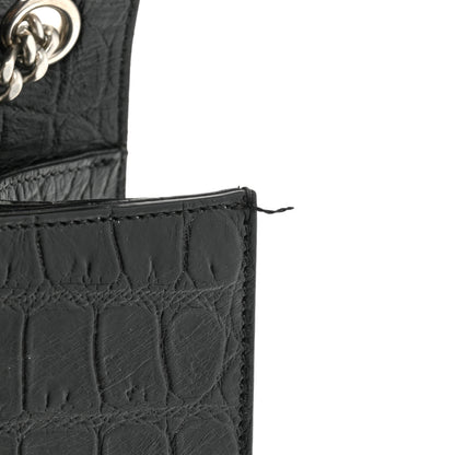 Saint Laurent Calfskin Crocodile Embossed Medium Classic Monogram Kate Tassel Satchel Black 11 of 17