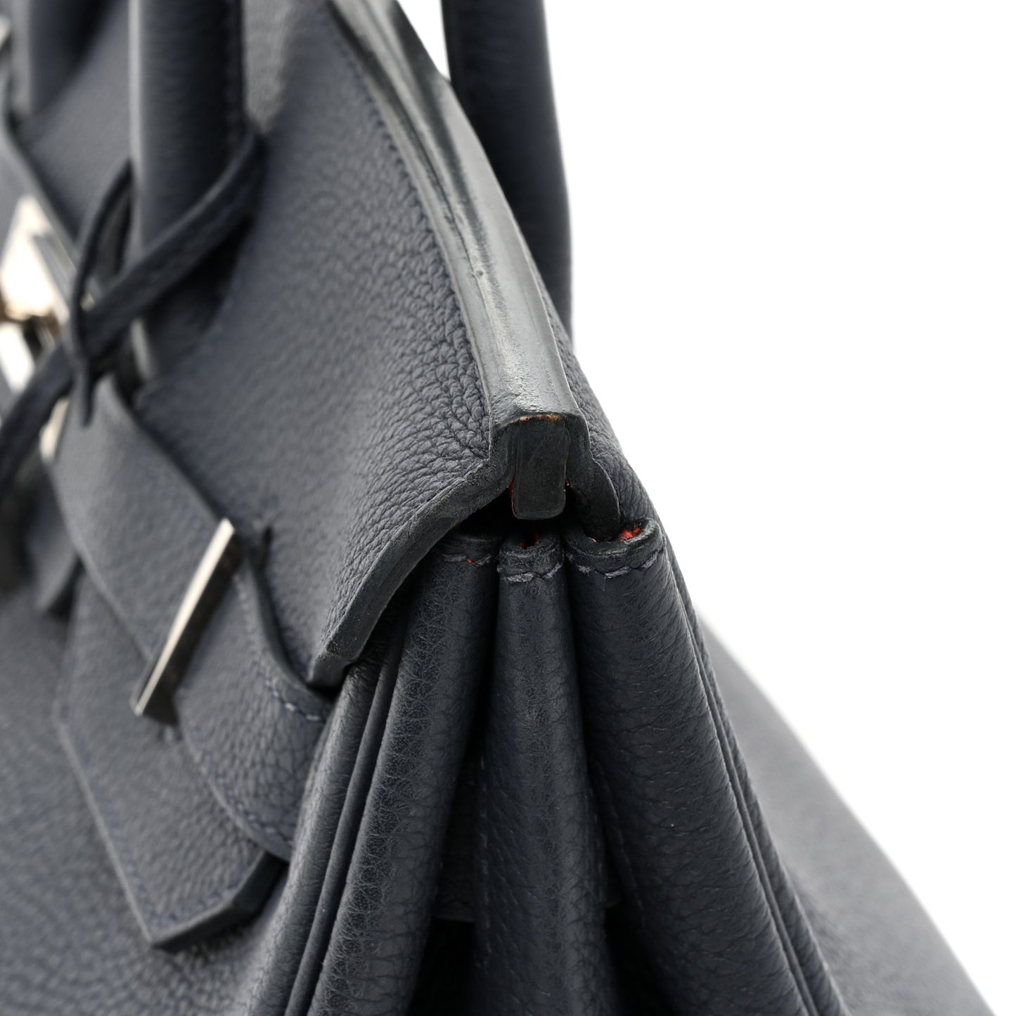 Togo Birkin Verso 35 Bleu Nuit Orange Poppy