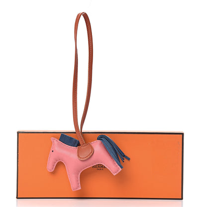 Hermes Milo Lambskin Grigri Rodeo Bag Charm PM Rose Azalee Cornaline Bleu De Malte 4 of 4