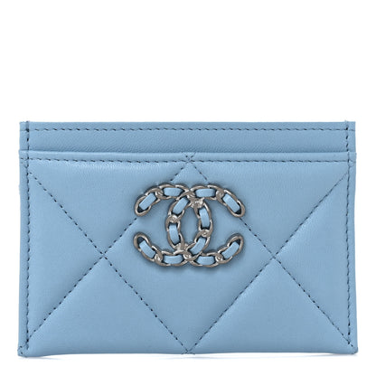 Chanel Lambskin Quilted Chanel 19 Card Holder Light Blue 1 of 10