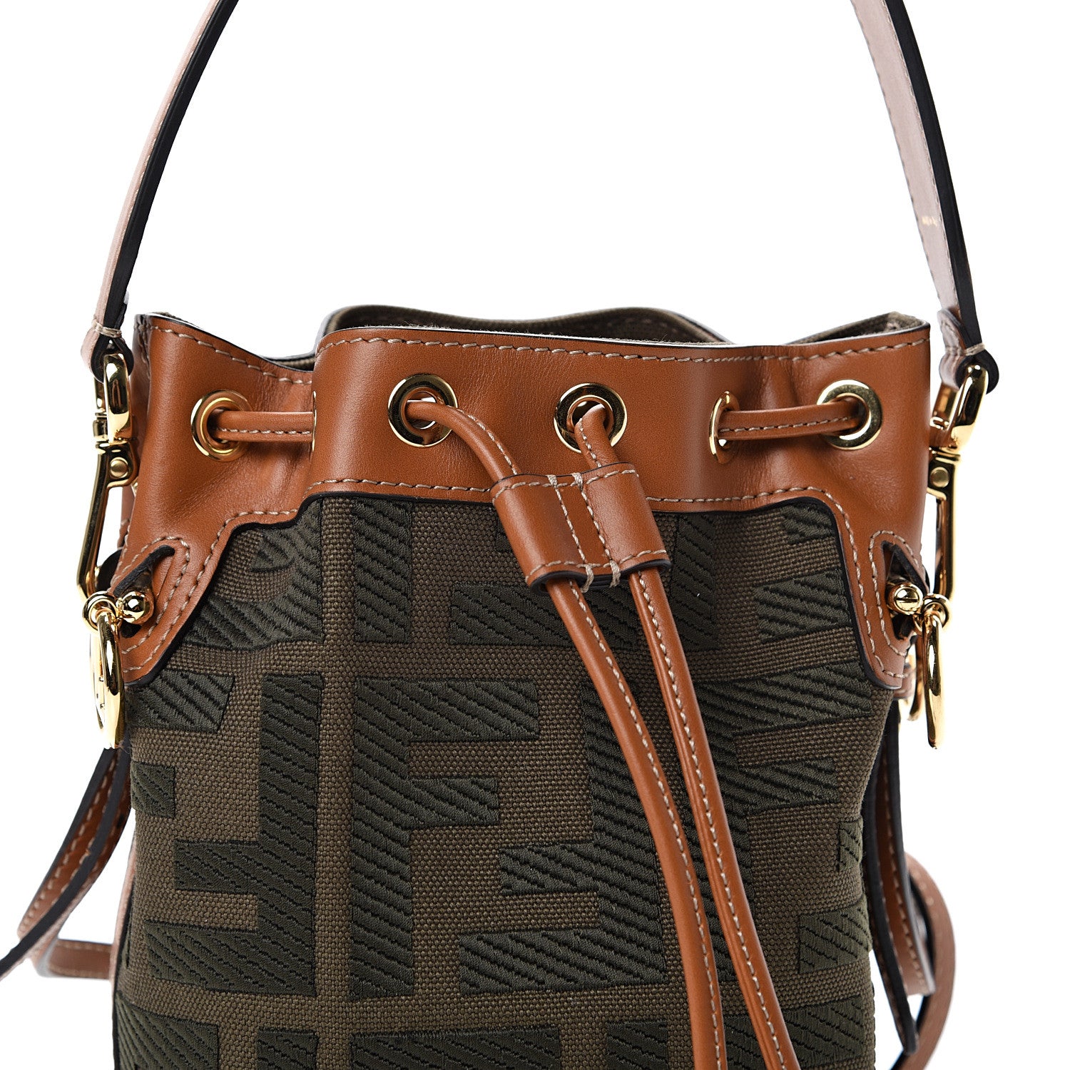 Fendi Canvas Vitello King F is Fendi FF Embroidered Mini Mon Tresor Bucket Bag Amazzonia Cuoio 7 of 9