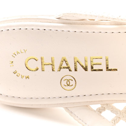 Chanel Braided Lambskin Mule Sandals 39 White 7 of 12