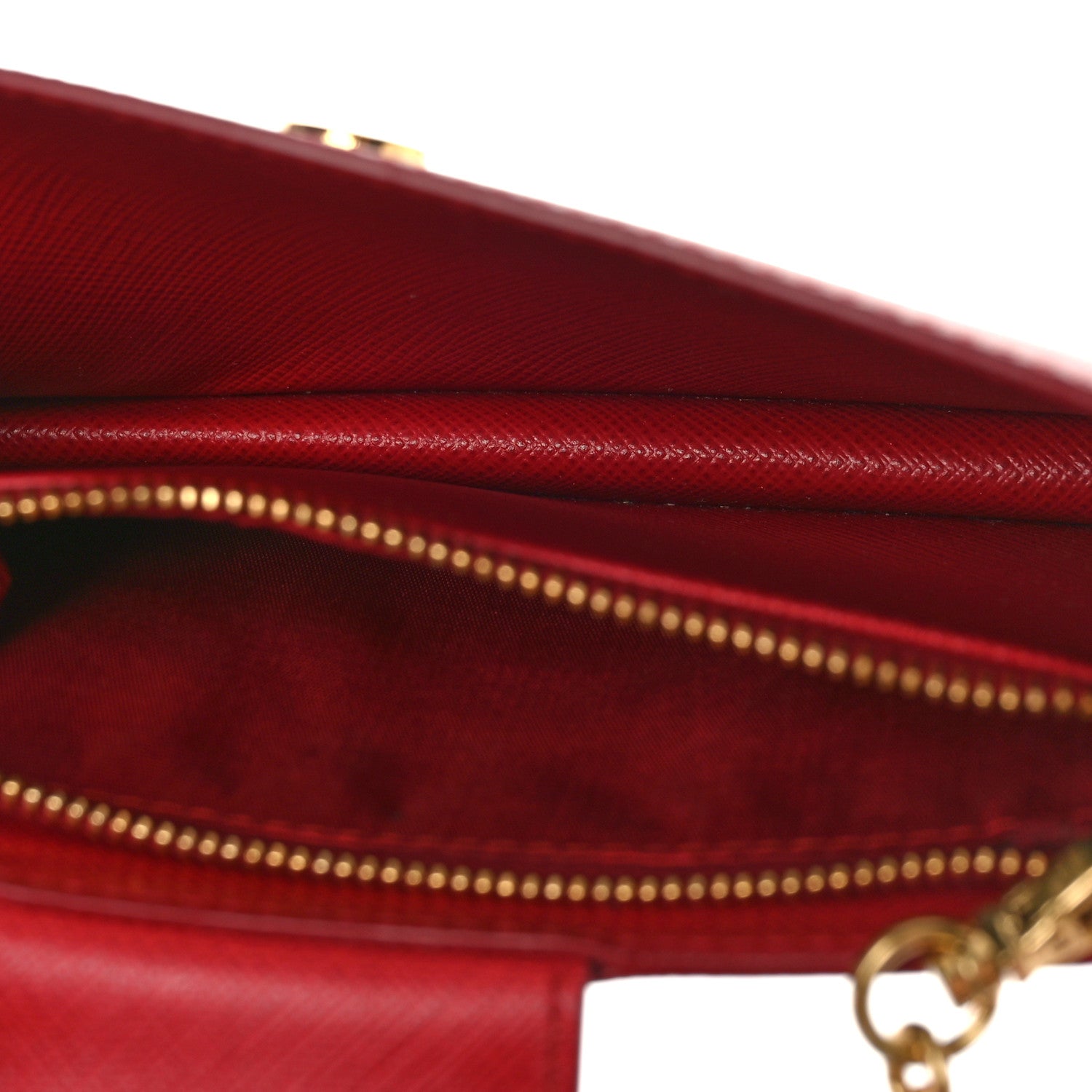 Prada Saffiano Metal Mini Chain Wallet Fuoco 5 of 8