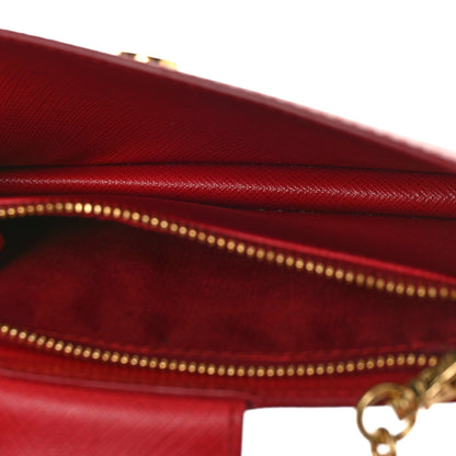 Prada Saffiano Metal Mini Chain Wallet Fuoco 5 of 8