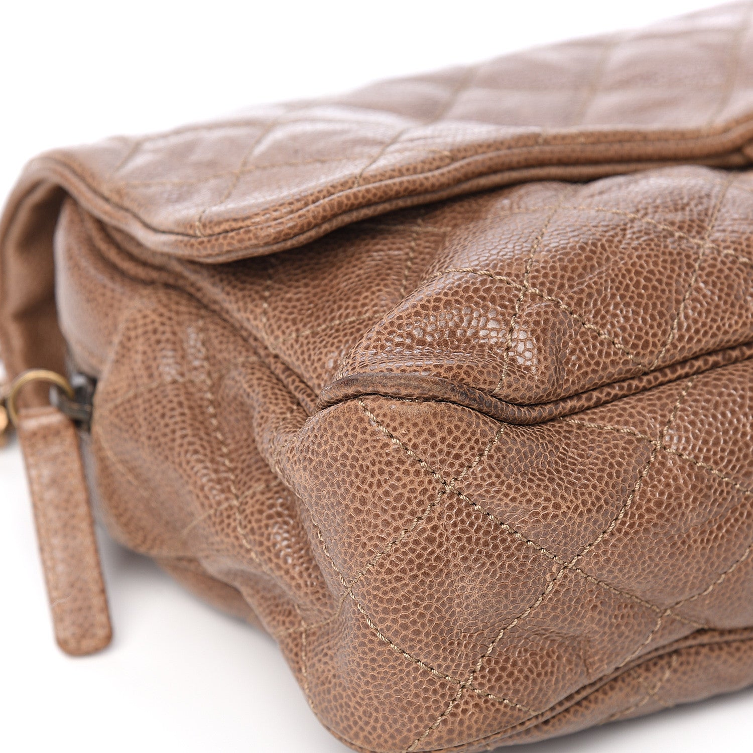 Chanel Crumpled Caviar Quilted Large Shiva Flap Beige 7 of 11