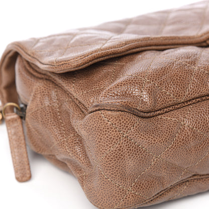 Chanel Crumpled Caviar Quilted Large Shiva Flap Beige 7 of 11
