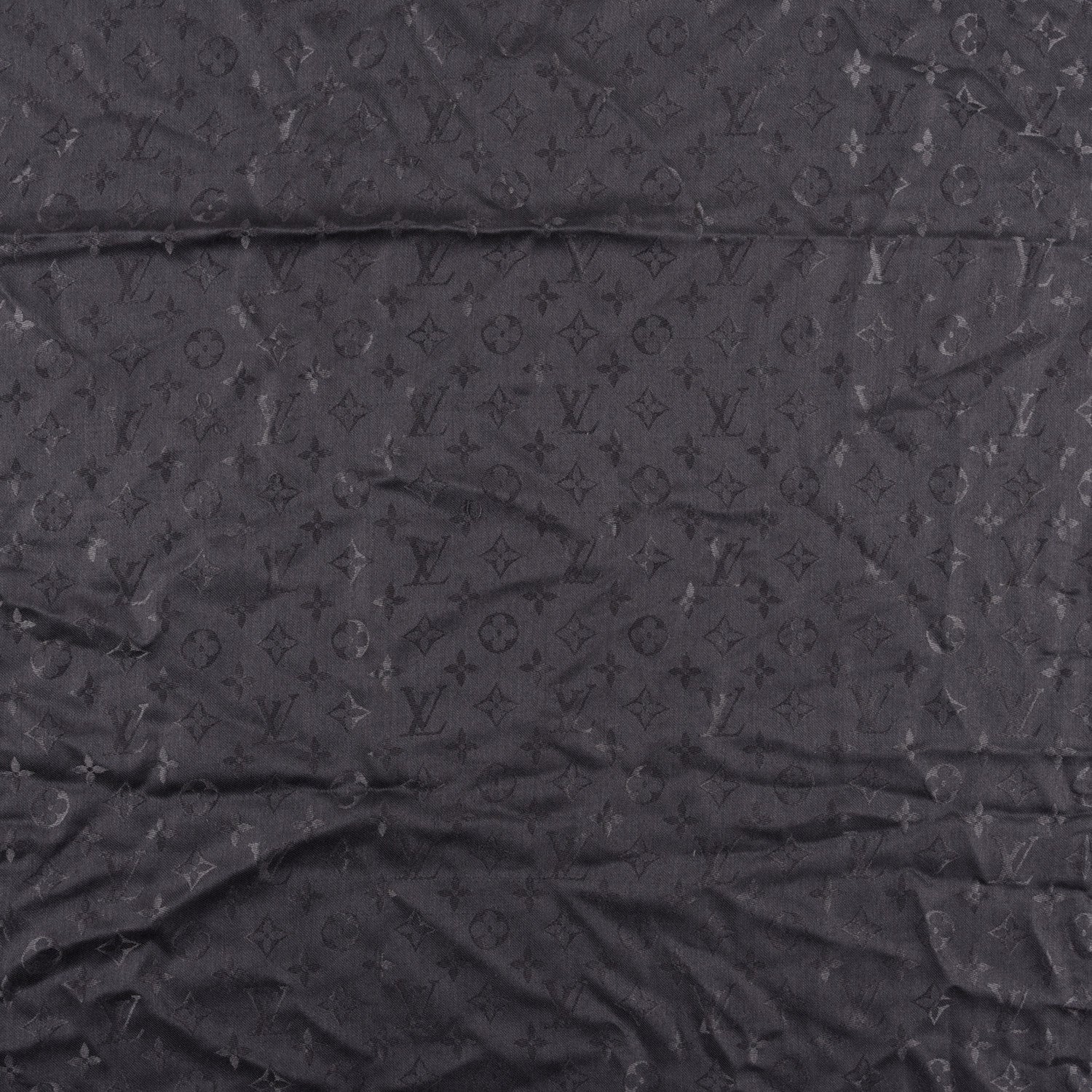 Louis Vuitton Silk Wool Monogram Shawl Charcoal Grey 2 of 4