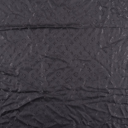 Louis Vuitton Silk Wool Monogram Shawl Charcoal Grey 2 of 4