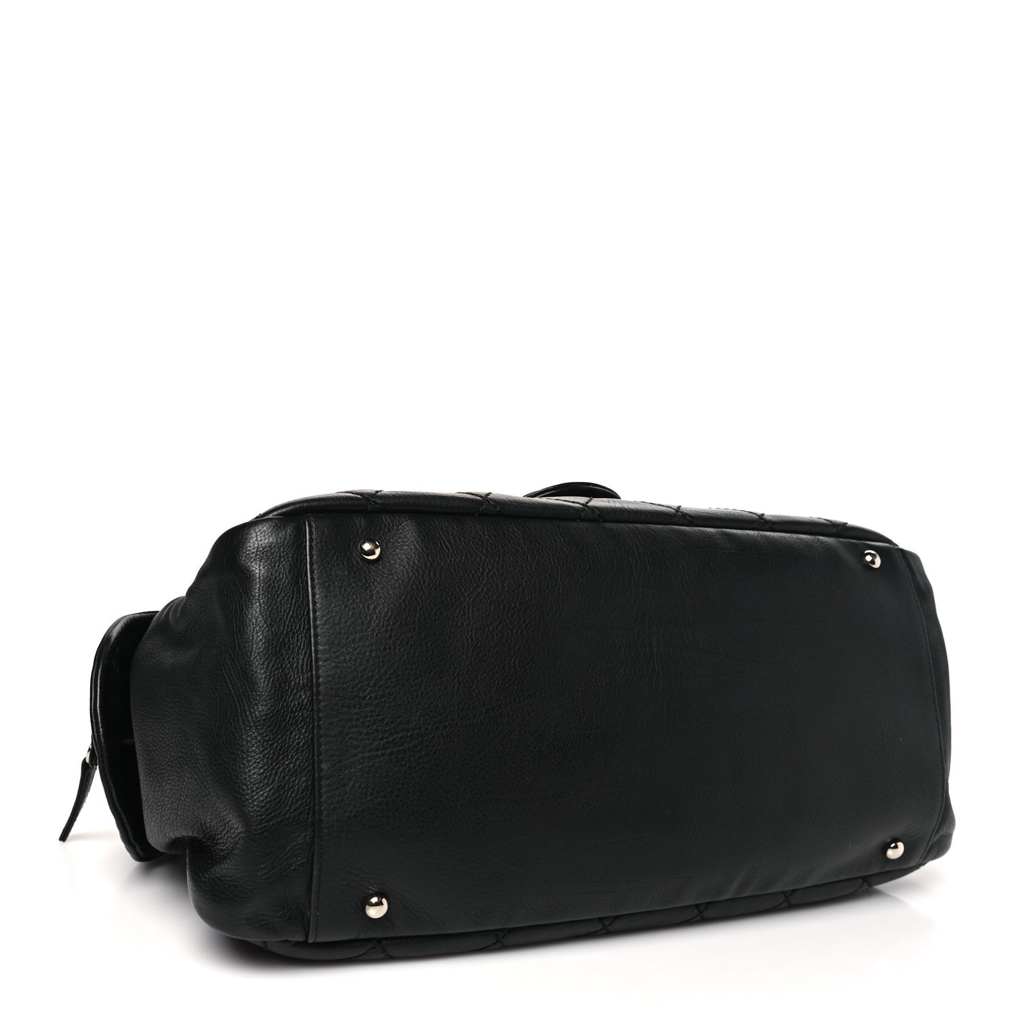 Calfskin Quilted Bowling Bag Black