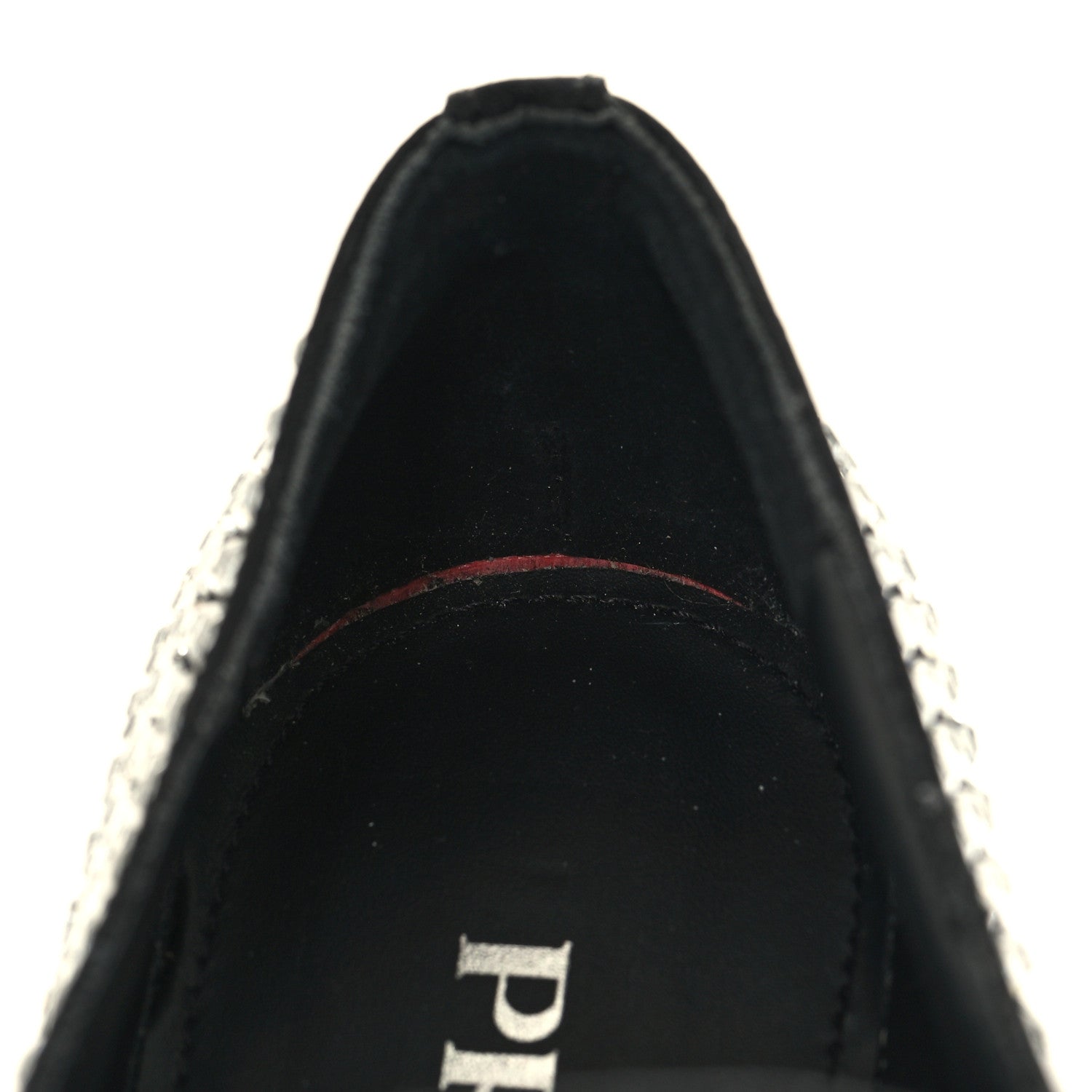Prada Satin Crystal Metal Triangle Logo 50mm Loafers 38 Cristal 9 of 9