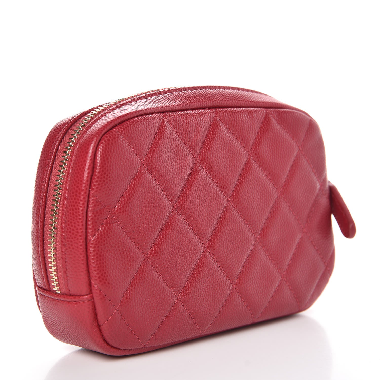Chanel Caviar Quilted Small Curvy Pouch Cosmetic Case Dark Pink 3 of 8