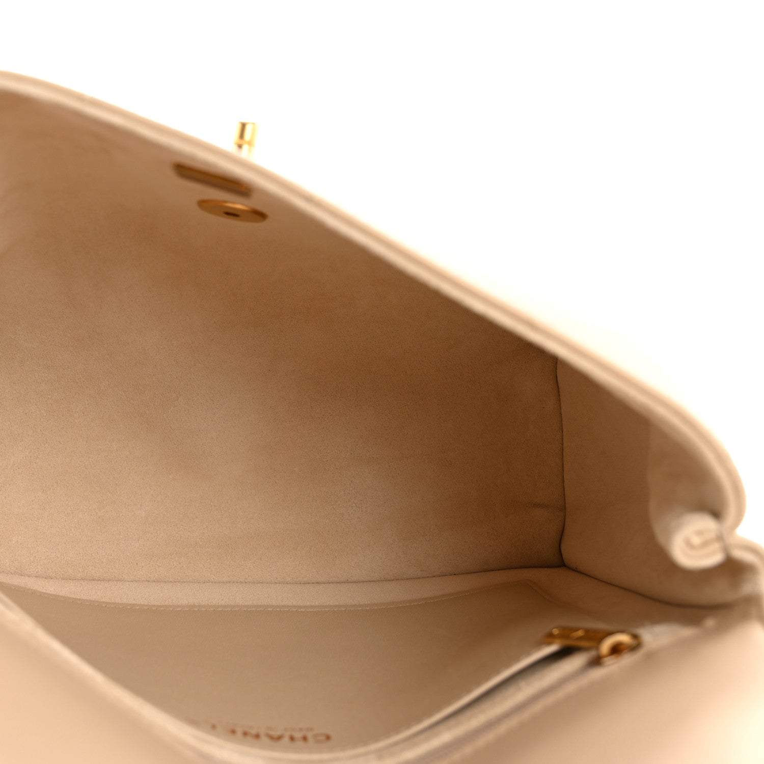 Chanel Calfskin Stitched Flap Top Handle Beige 5 of 11