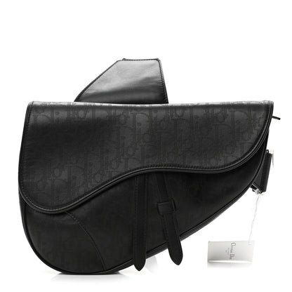 Christian Dior Calfskin Perforated Oblique Galaxy Mens Saddle Bag Black 1 of 10