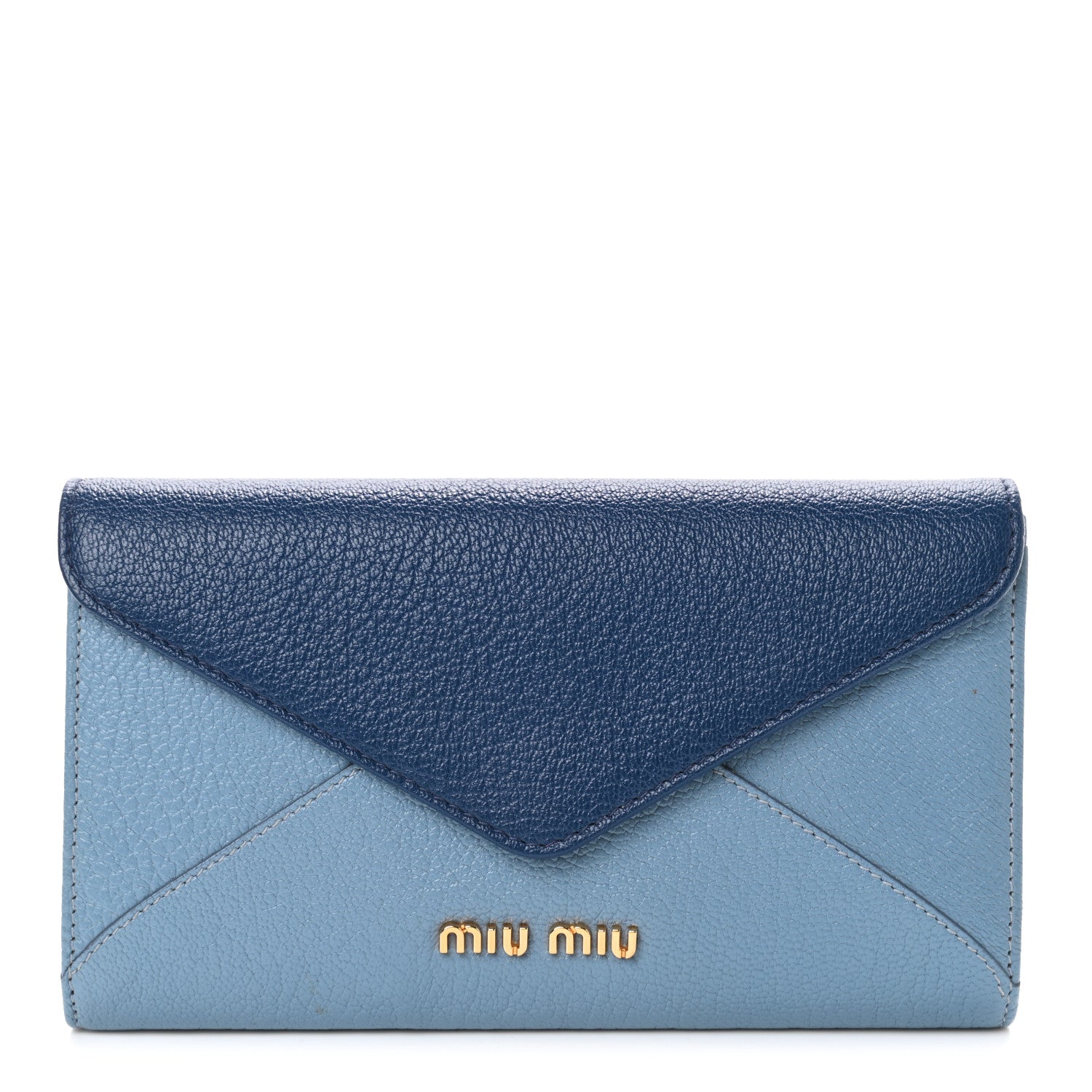 Miu Miu Goatskin Madras Bicolor Envelope Wallet Cobalto Astrale 1 of 4