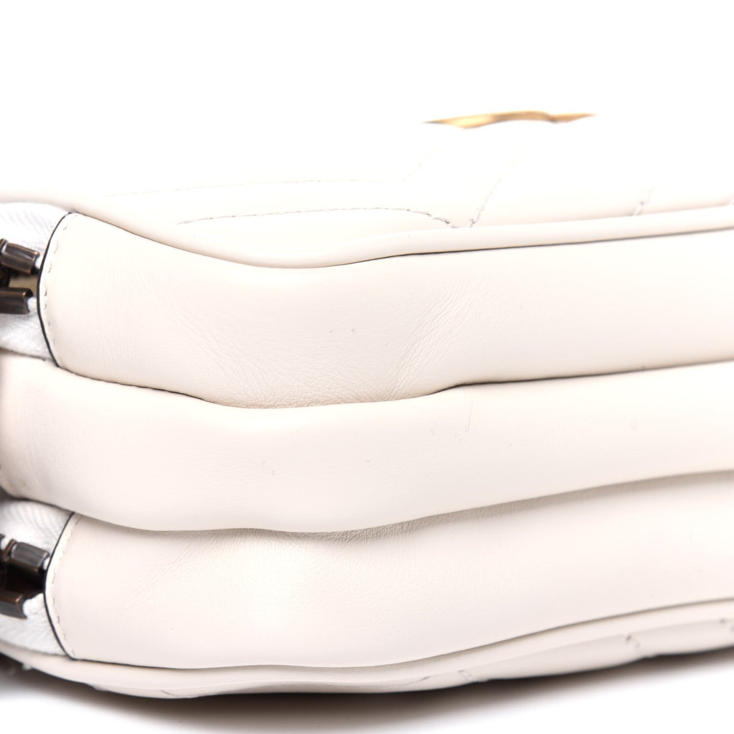 Calfskin Matelasse Mini GG Marmont Chain Crossbody Bag White