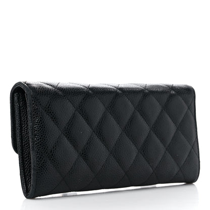 Chanel Caviar Quilted Large Gusset Flap Wallet Black 3 of 18