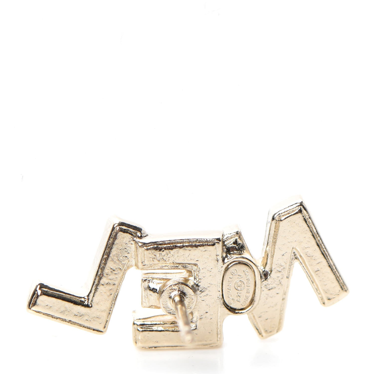 Chanel Crystal Pearl Signature Stud Earrings Gold 4 of 5