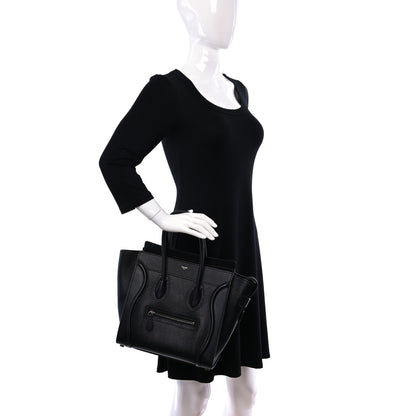 Celine Drummed Calfskin Micro Luggage Black 2 of 10