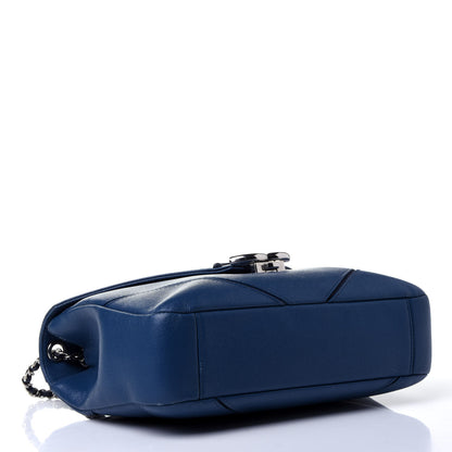 Chanel Caviar Macro Chevron Single Flap Blue 3 of 5
