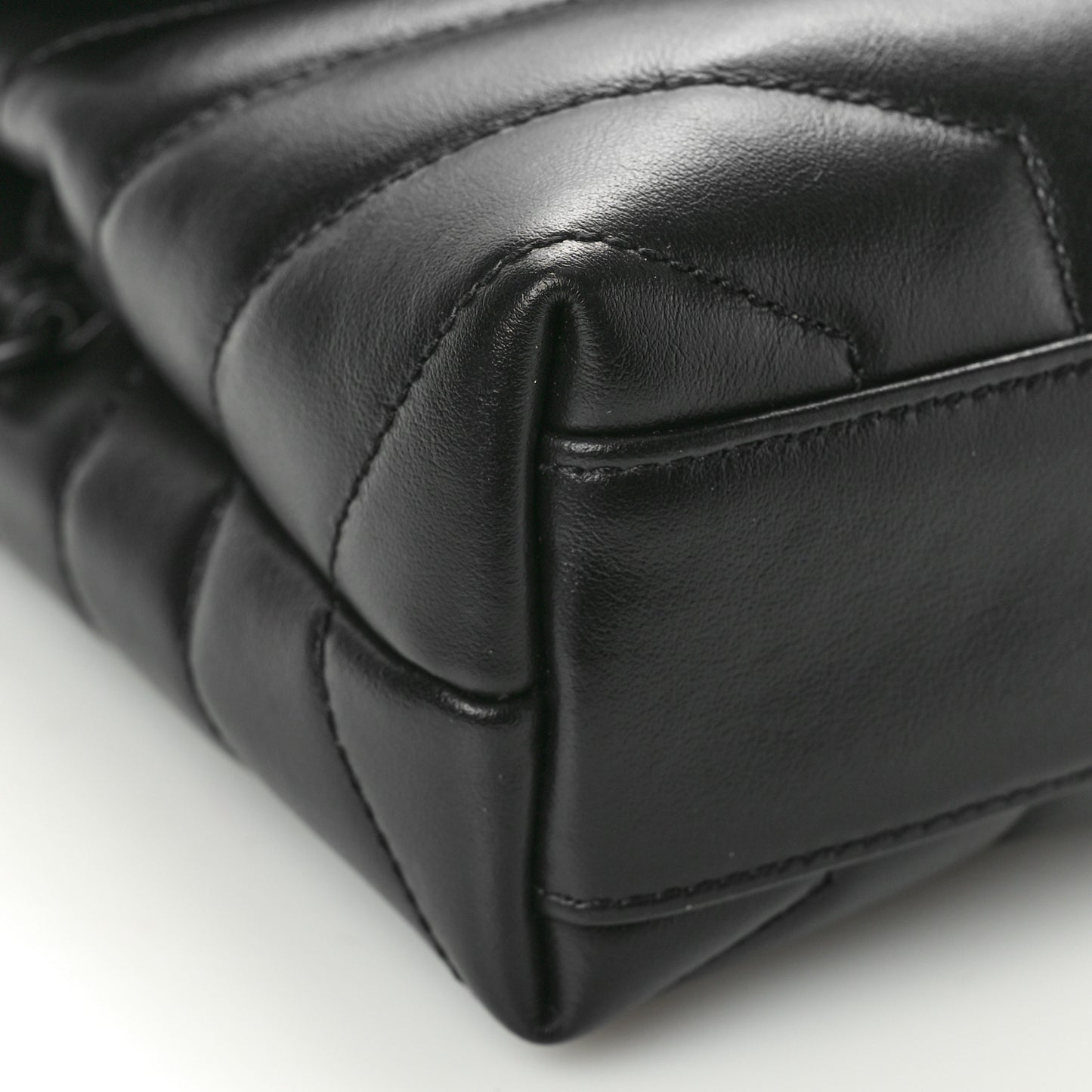 Calfskin Y Quilted Monogram Monochrome Toy Loulou Crossbody Bag Black