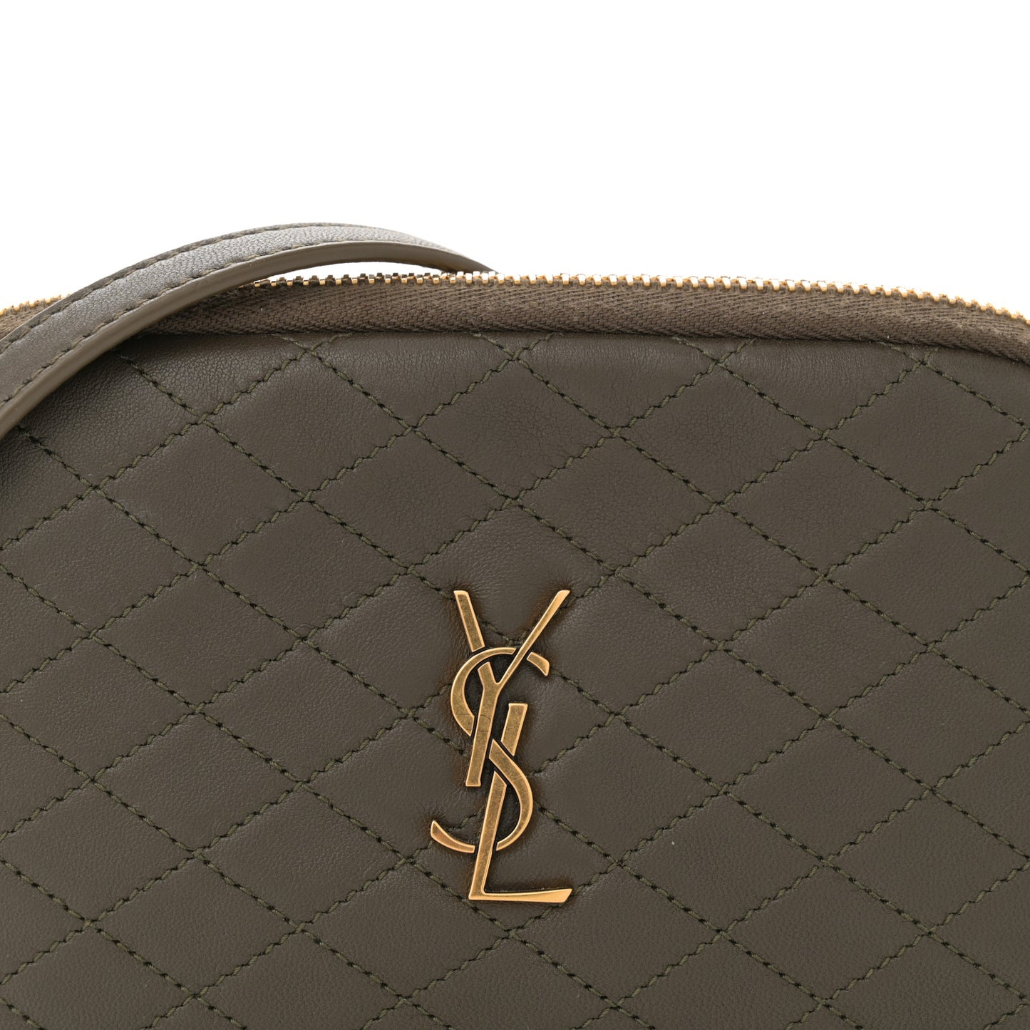 Lambskin Quilted Gaby Zipped Pouch Light Musk