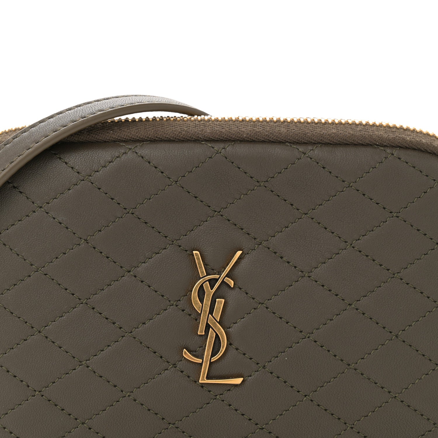 Saint Laurent Lambskin Quilted Gaby Zipped Pouch Light Musk 8 of 11