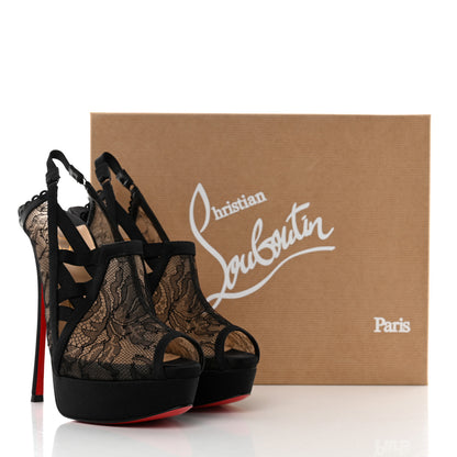Christian Louboutin Satin Lace Chantilly Guiptik 150 Pumps 38 Black 8 of 8