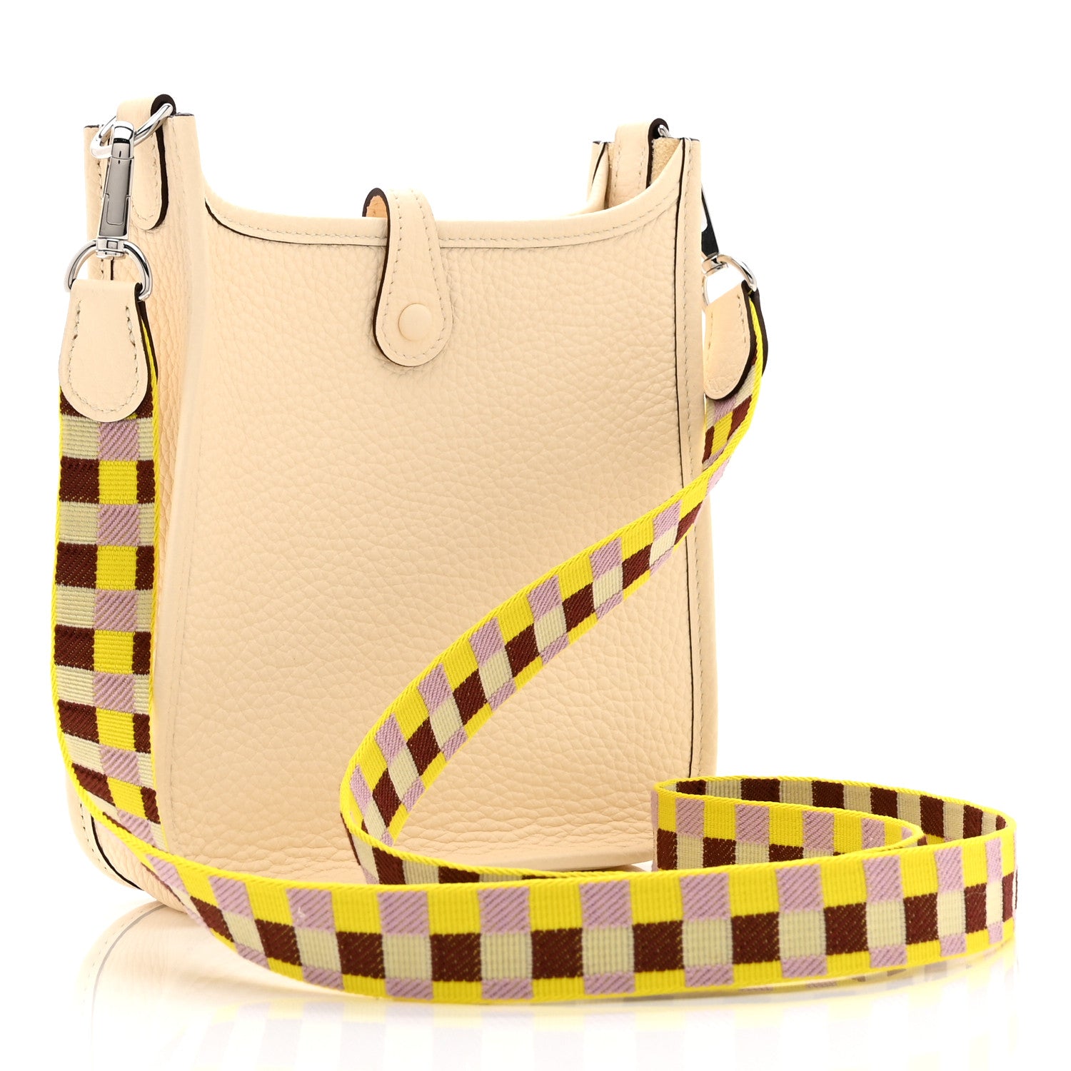 Hermes Taurillon Clemence Maxi Quadrille Evelyne TPM Nata Citron Rouge H Mauve Sylvestre 3 of 11
