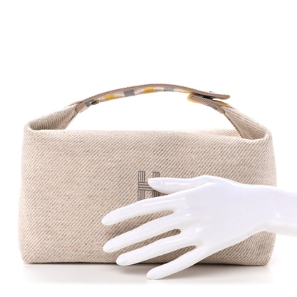 Hermes Wool Large Au Carre Bride-A-Brac Pouch Seigle 2 of 6