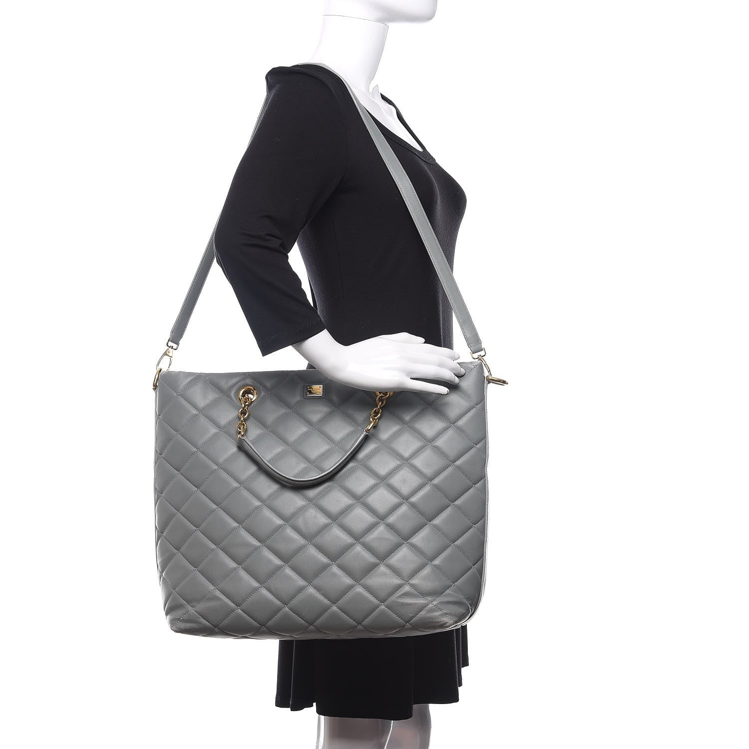 Dolce & Gabbana Lambskin Quilted Tote Grey 2 of 16