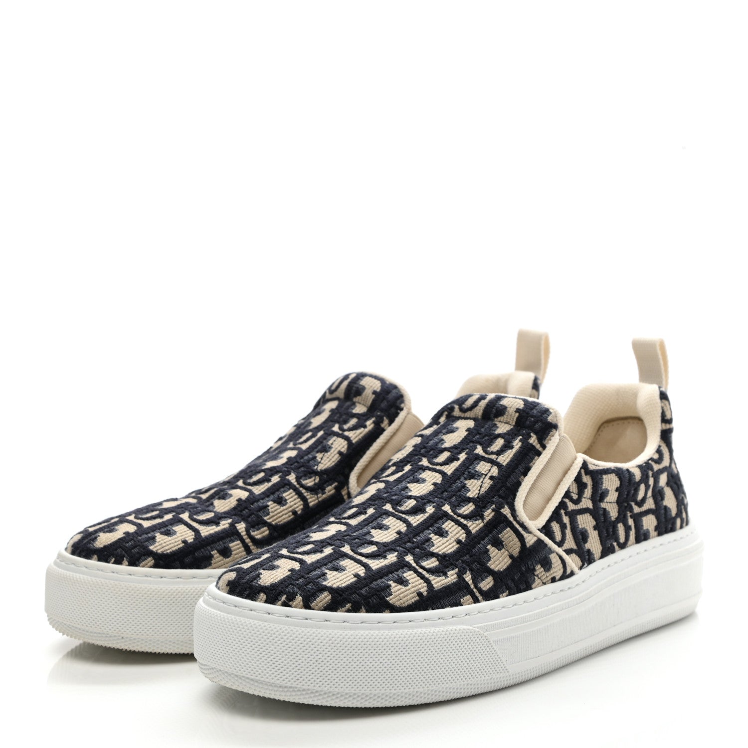 Christian Dior Canvas Oblique Embroidered Womens Solar Slip On Sneakers 38.5 Deep Blue 3 of 8