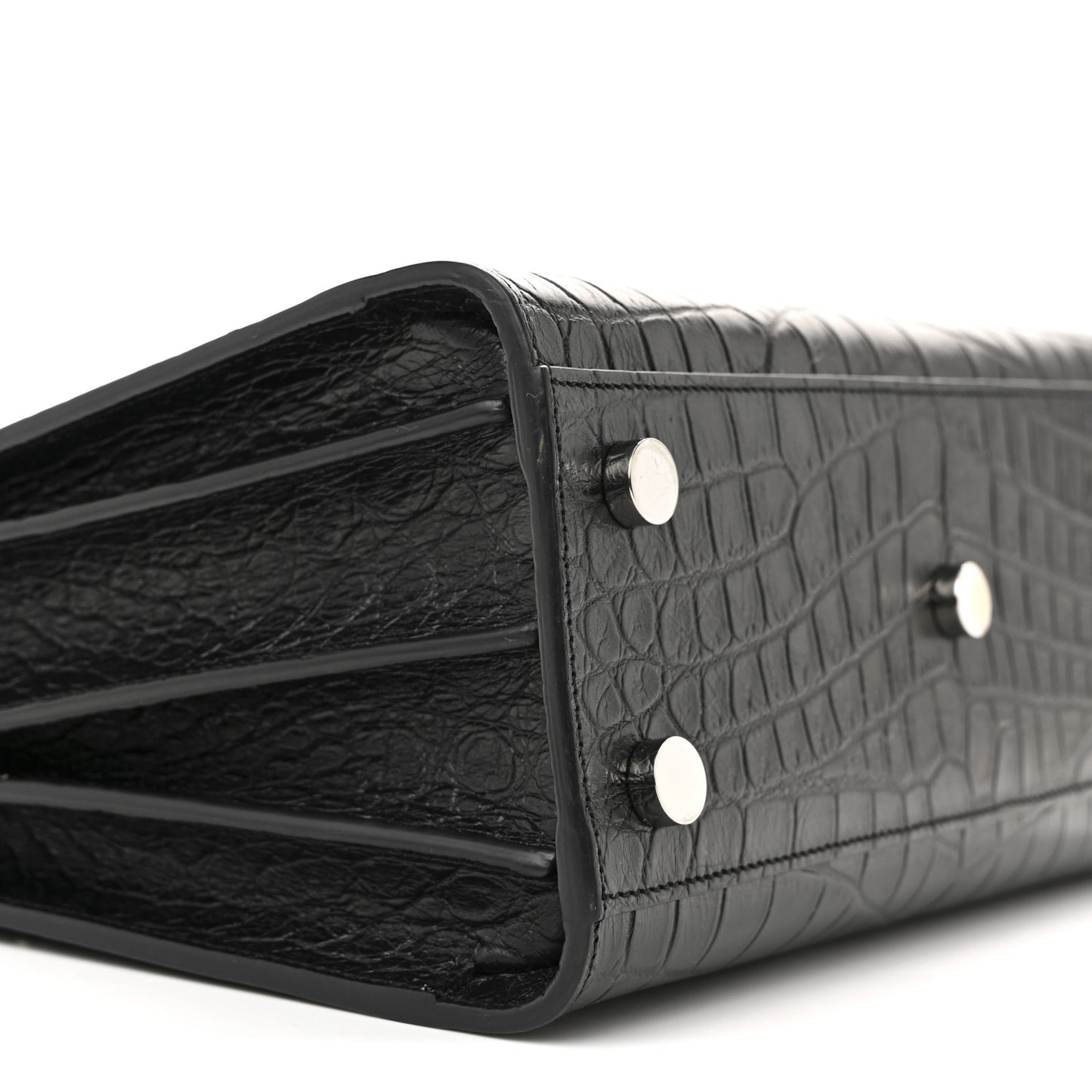 Calfskin Crocodile Embossed Nano Sac De Jour Black