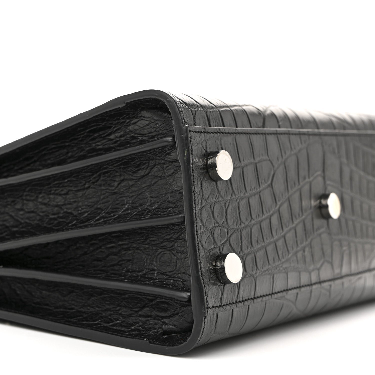 Saint Laurent Calfskin Crocodile Embossed Nano Sac De Jour Black 9 of 13