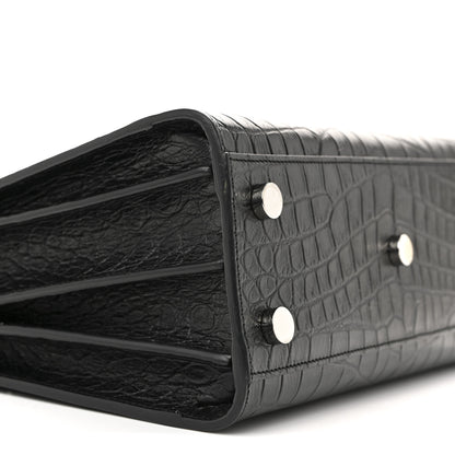 Saint Laurent Calfskin Crocodile Embossed Nano Sac De Jour Black 9 of 13