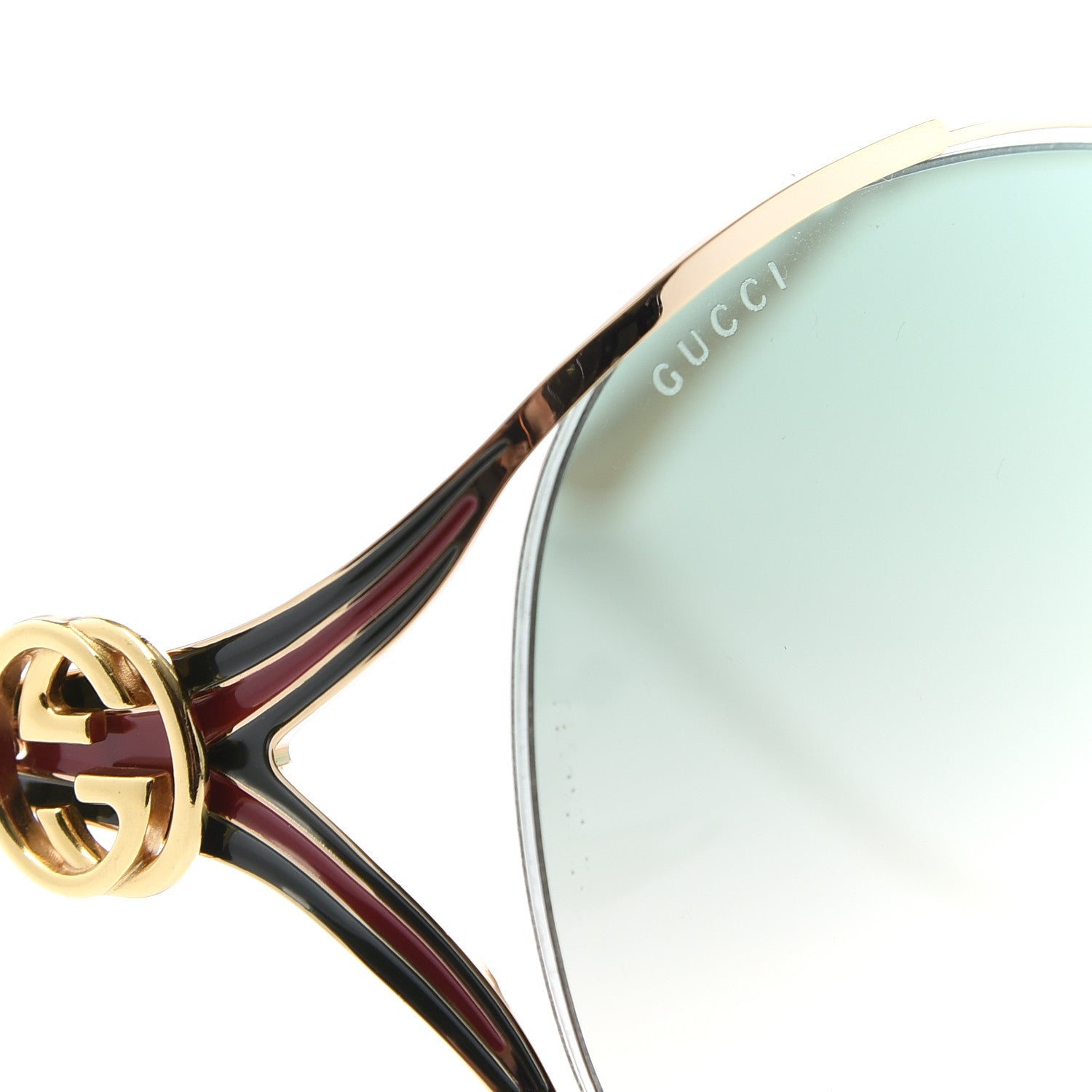 Gucci Metal Oversized Round Frame GG0225S Sunglasses Gold 7 of 8