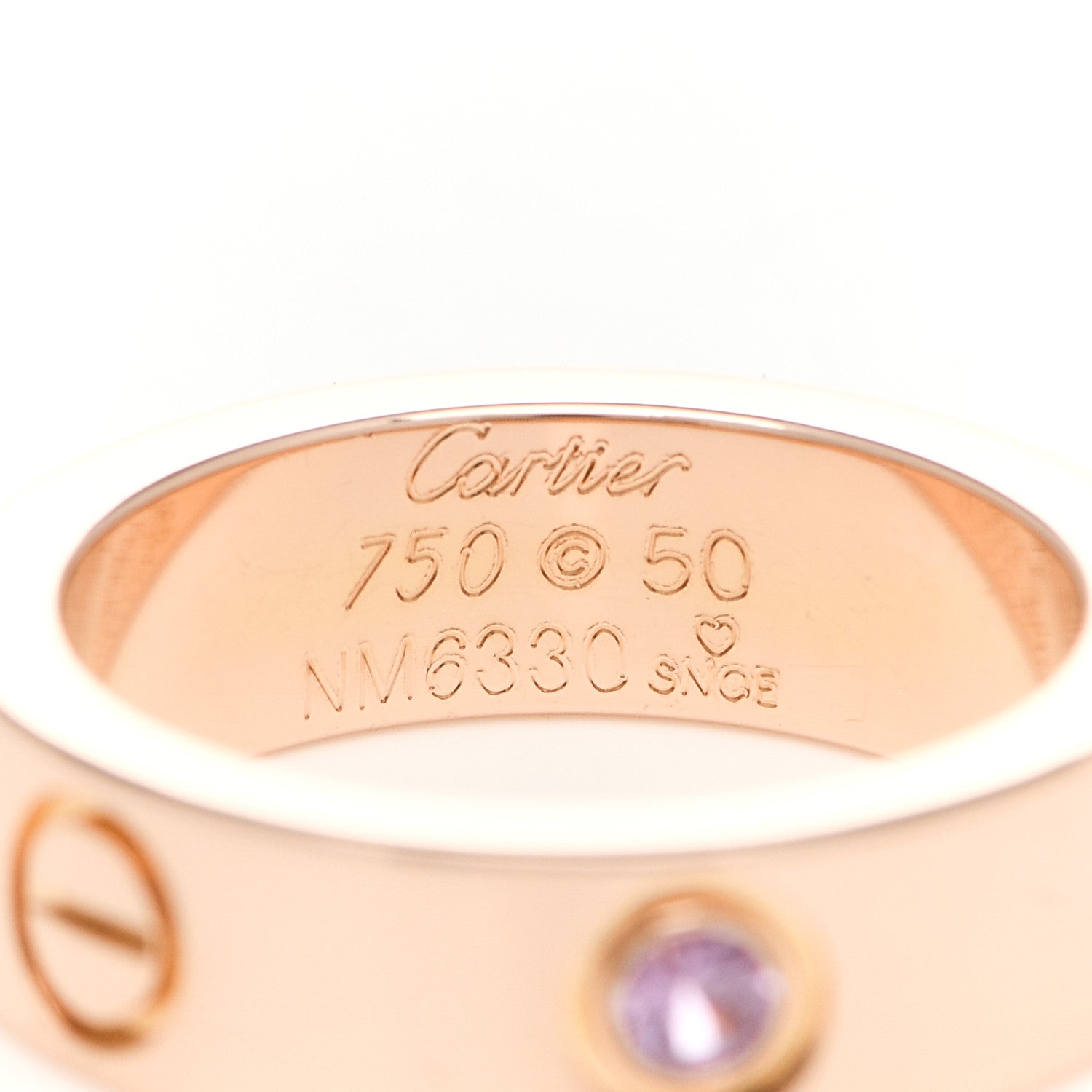 Cartier 18K Pink Gold Pink Sapphire 5.5mm LOVE Ring 50 5.25 4 of 4