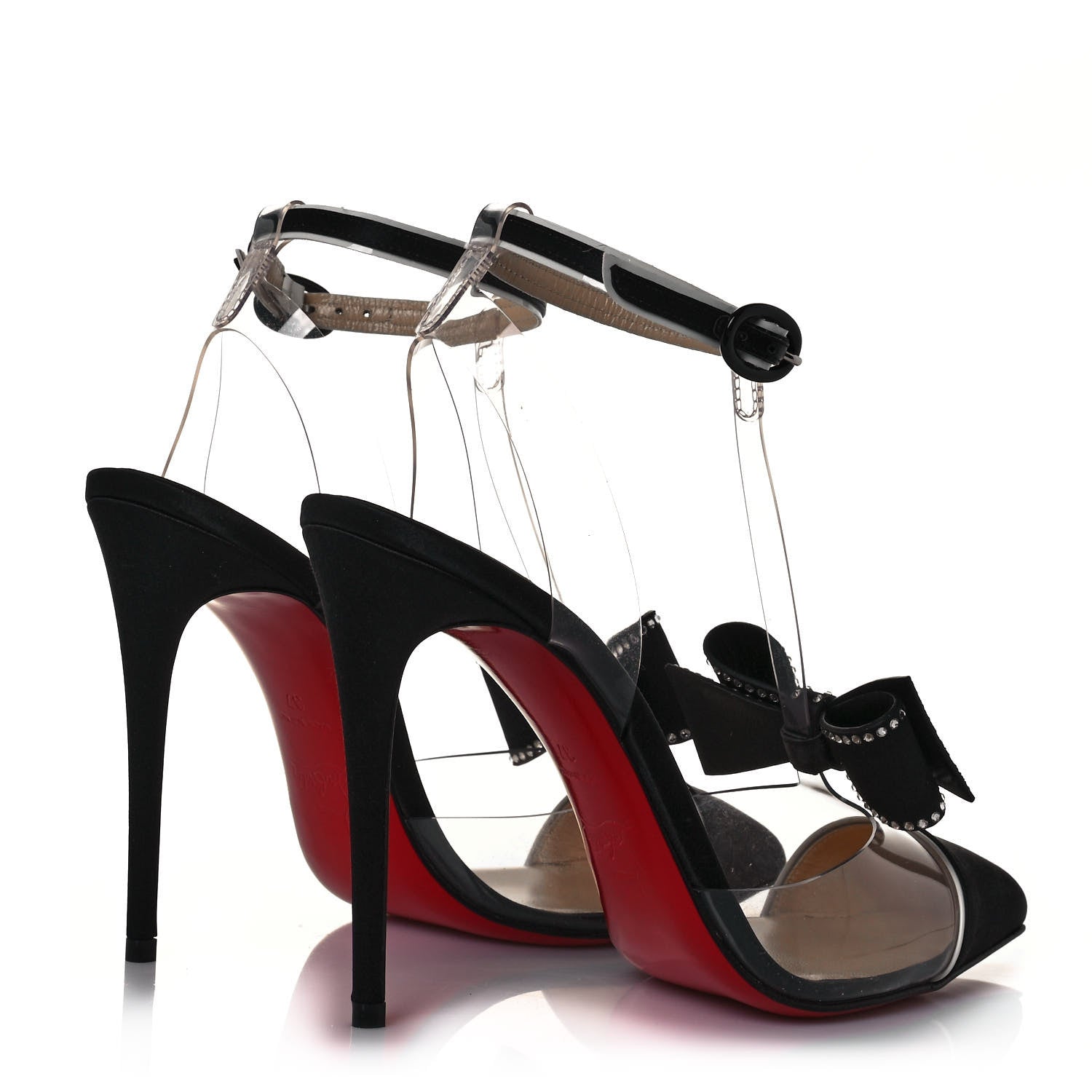 Christian Louboutin Satin Patent PVC Naked Bow 100 Pumps 37 Black 4 of 9