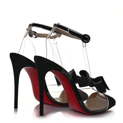 Christian Louboutin Satin Patent PVC Naked Bow 100 Pumps 37 Black 4 of 9