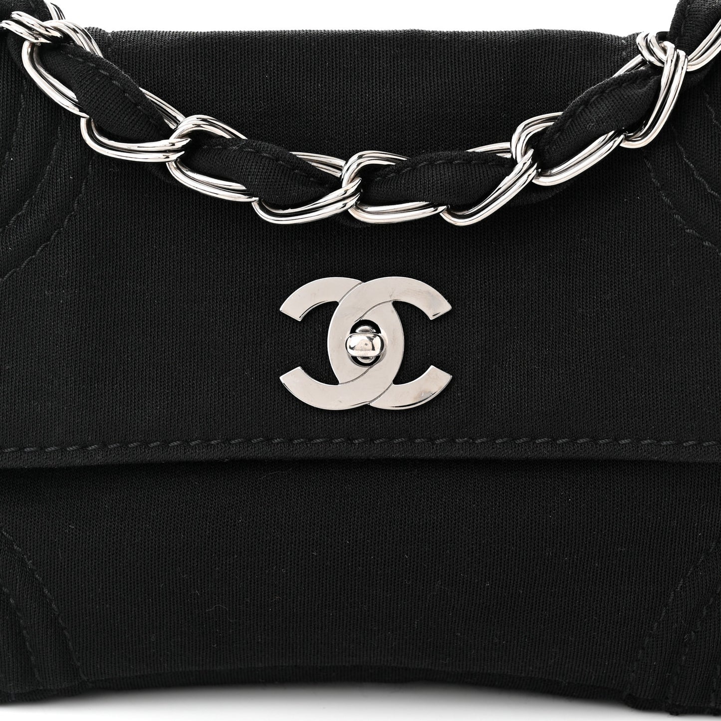 Jersey Quilted Single Flap Black