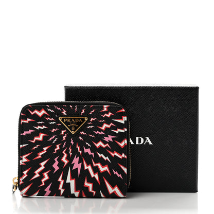 Prada X UNIVERSAL STUDIOS Saffiano Thunder Frankenstein Compact Zip Around Wallet Lacca 8 of 8