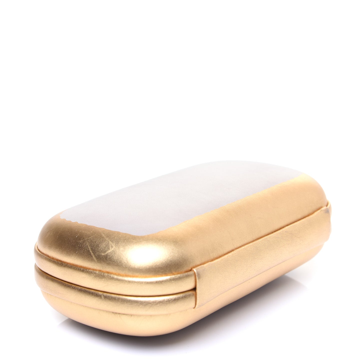 Gilded Waxed Leather Knot Clutch Gold White