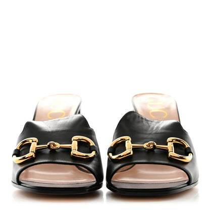 Gucci Nappa Horsebit 75mm Slide Sandals 40 Black 2 of 9