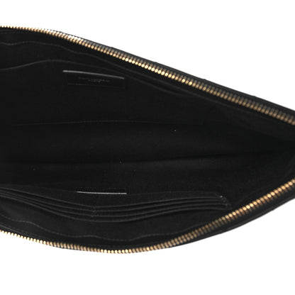Saint Laurent Calfskin Matelasse Chevron Monogram Document Holder Black 5 of 8