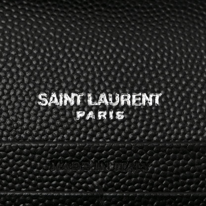 Saint Laurent Grain De Poudre Matelasse Chevron Monogram Chain Wallet Black 10 of 18